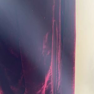 Maroon Slit Velvet Gown