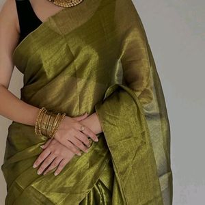 Devine Golden Green Saree ✨️