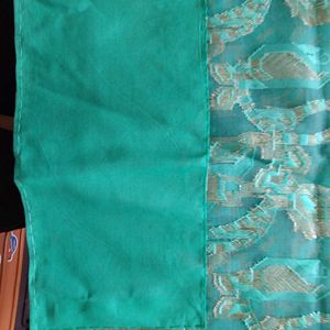 Light Sea Green Floral Print Saree (Women's)