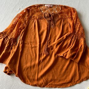 🧡Pretty Net Tunic/Top - S - Used