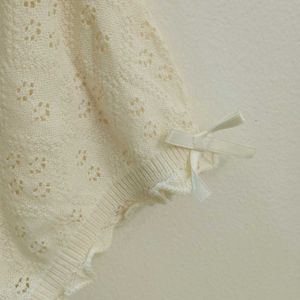 Adorable embroided pointelle Creme Top