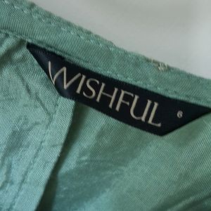 Wishful By W Light Green Flared Dress-Drape Set