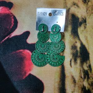Green Jhumka Earrings