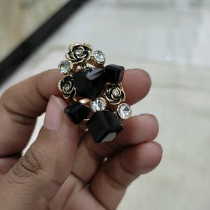 Black Rose Flower Ring