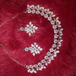 Rose Gold Plated Necklace Set Kundan Jwellery