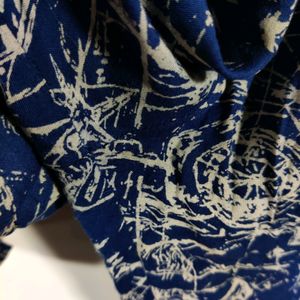 Navy Blue Printed Casual Dungree (Women)