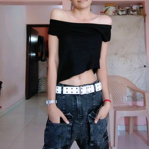 Black Asymmetrical Knitted Top
