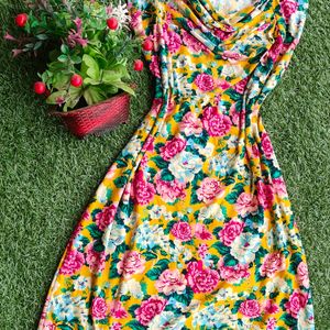 ❗109°F: Multicolour(yellow) Floral Midi Dress