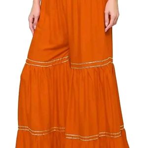 Orange Sharara Set With Butterfly Net Dupatta