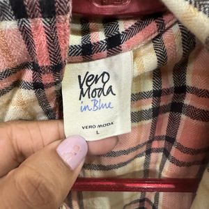 Peach Check Trendy Shirt