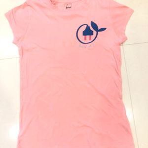 Cotton Pink T Shit Suitable For Summer Fit