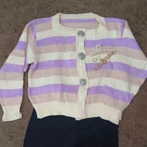 Lavender Cream Sweater Woolen Size M