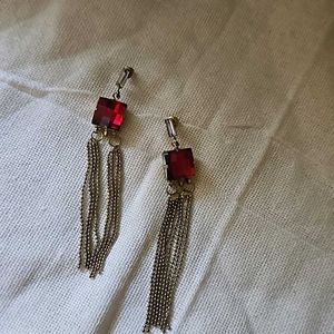 Beautiful Red Stone Long Earrings