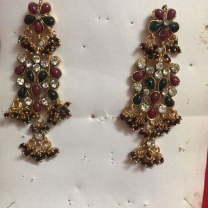 Green And Maroon Earrings