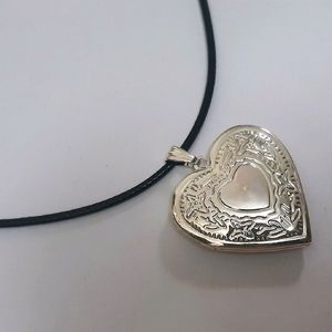 Big Silver Heart  Engraved Opening Photo Pendant