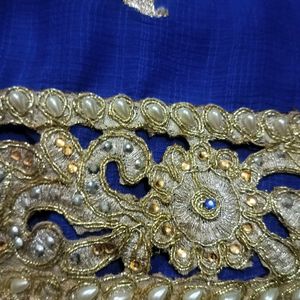 Navy Blue Saree With Embroidery Work