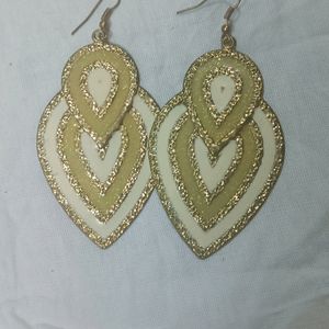 Golden And White Earrings