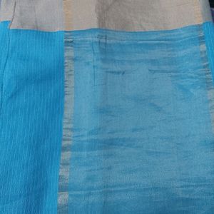Silk And Cotton Blend Linen Saree