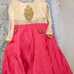 Gajri Colour Gown With Heavy Golden Work