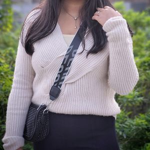 Criss Cross Cream Sweater