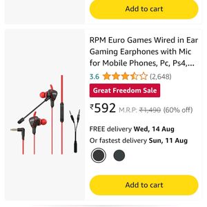 RPM Euro Games Wired in Ear Gaming Earphones