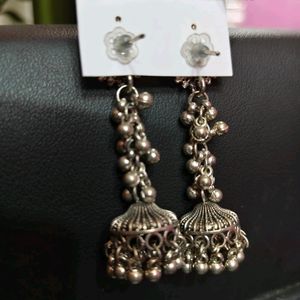 Silver Jhumka & Nose pin Combo