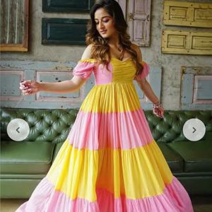 Women Colour block Gown Dress