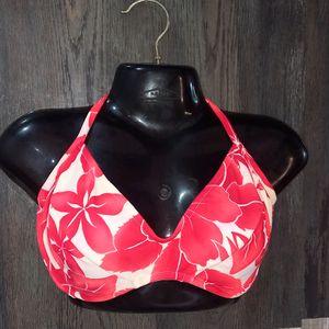 Red Tropical Print Bra