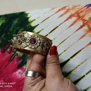 Golden Meena Work Based Bracelet Cum Bangle