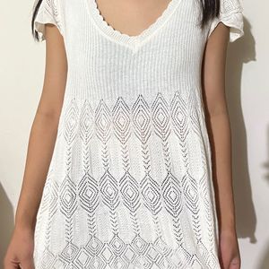 White Knit Mini Dress