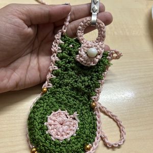 Handmade Crochet Green Side Slingbag