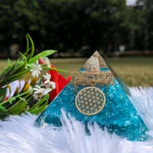 Aquamarine Orgonite Pyramid For Communication