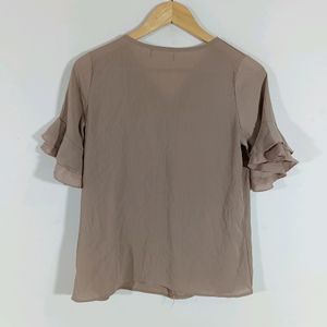 Brown Plain Casual Top (Women)