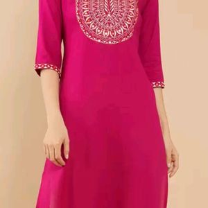 Pink Gotta Patti Straight Kurta