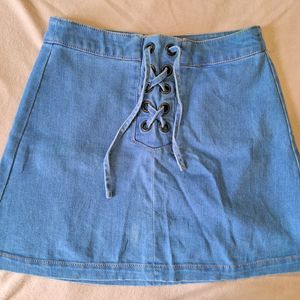 Blue Denim Korean Skirt For Women