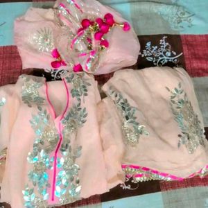 Peach Colour Sharara Suit Set