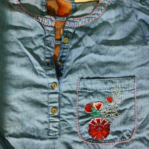 Beautiful Embroidery Denim Top..