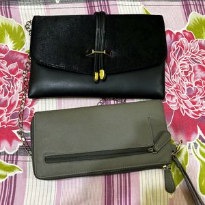 LAVIE COMBO OF 2 Clutches Black & Grey