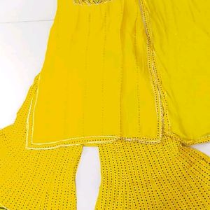 Yellow Heavy Plazzo Suit