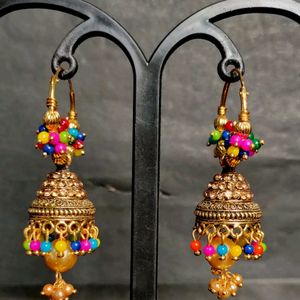 Indian Antique Gold Plated Jhumaka Earrings Party