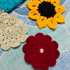 Combo Of 3 Crochet Coasters With A Mobile Cover