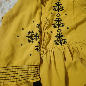 Yellow Embroidered Top