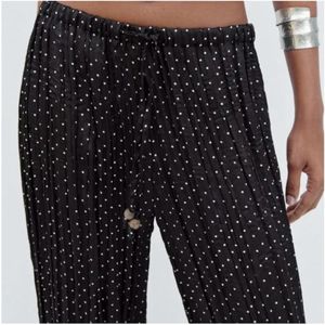 Zara Polka Dot Wrinkle Effect Trousers