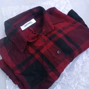 Checkered Spread Collar Shirt For Women Or Girls