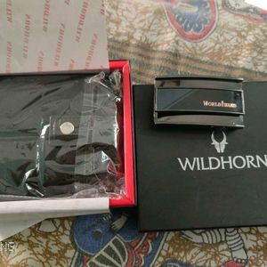 WILDHORN real top grain leather black wallet +belt