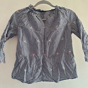 People Checkered V neck Top