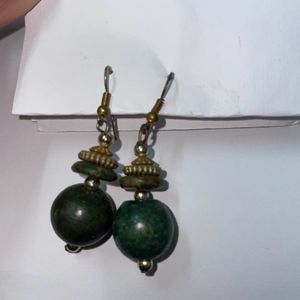 Ethnic Earrings Dark Green Colour