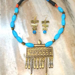 Boho Blue Beaded Set