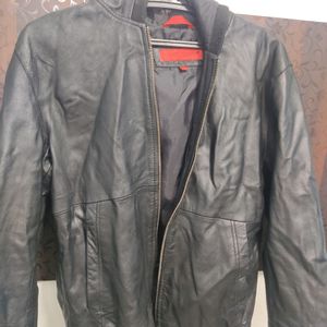 Black Leather Jacket For Men - M Size