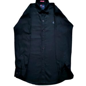 CLOCK Pure Black Semi-Formal Shirt